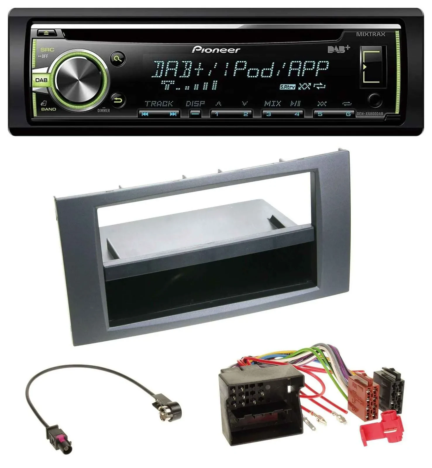 Автомагнитола Pioneer DAB, CD, USB, AUX для Ford Fiesta/Focus 2004–2008, антрацит
