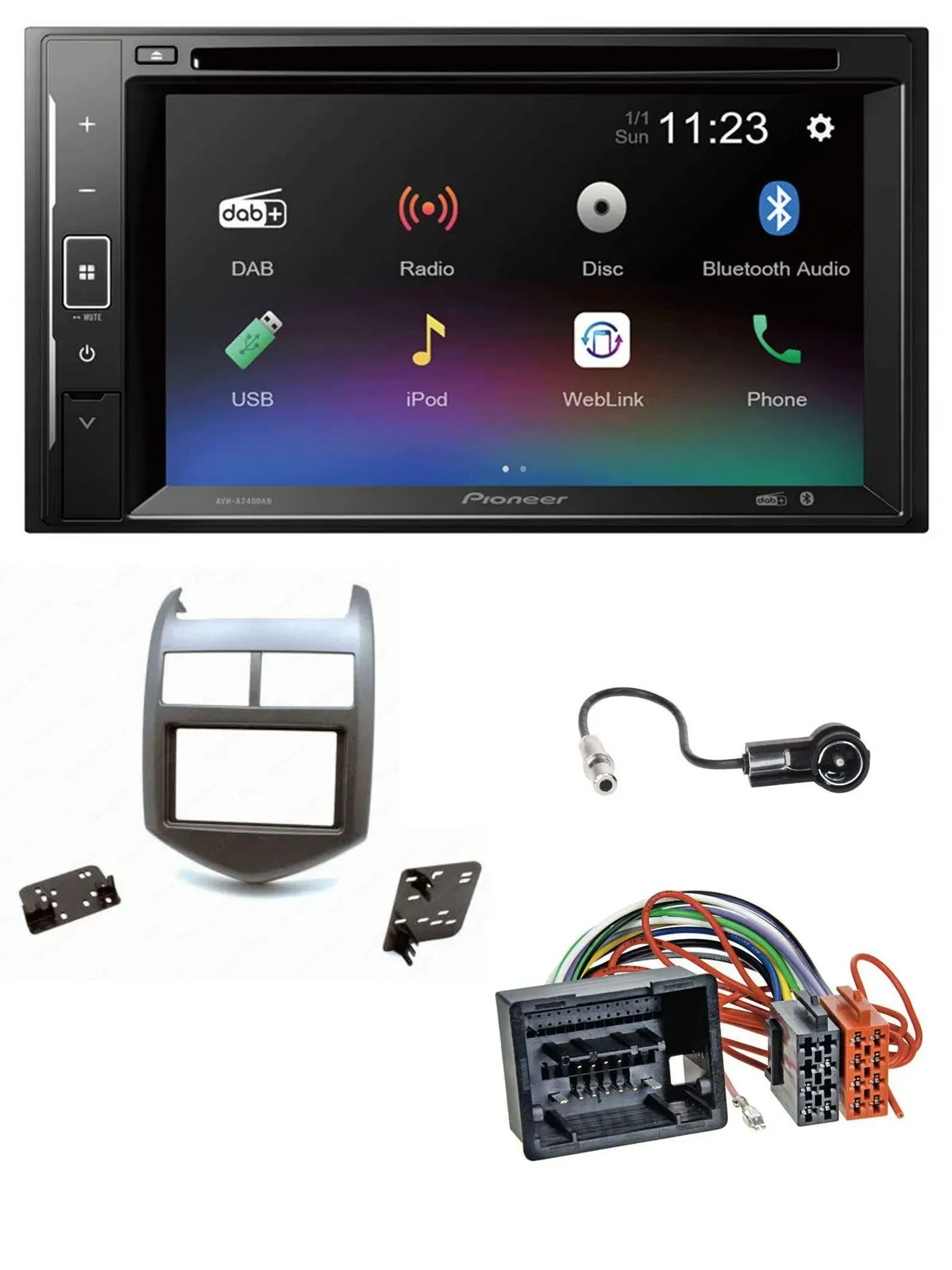 Pioneer Bluetooth MP3 USB 2DIN DAB DVD Autoradio für Chevrolet Aveo Sonic ab 201