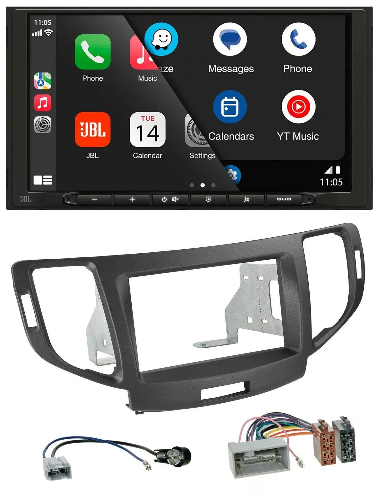 JBL USB 2DIN MP3 Bluetooth AUX Autoradio für Honda Accord ab 11 anthrazit