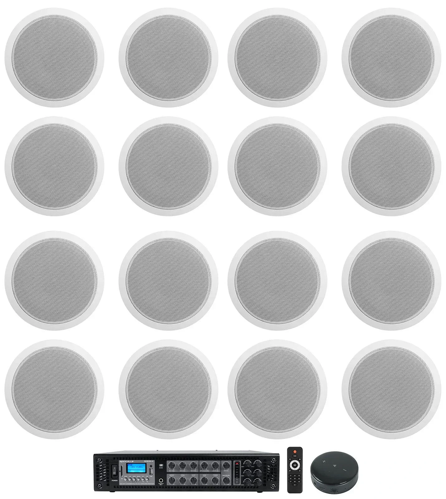 Потолочная акустика Rockville RCS180-6+(4) CCL6T WHITE+Wiim Mini White с усилителем (16 штук)