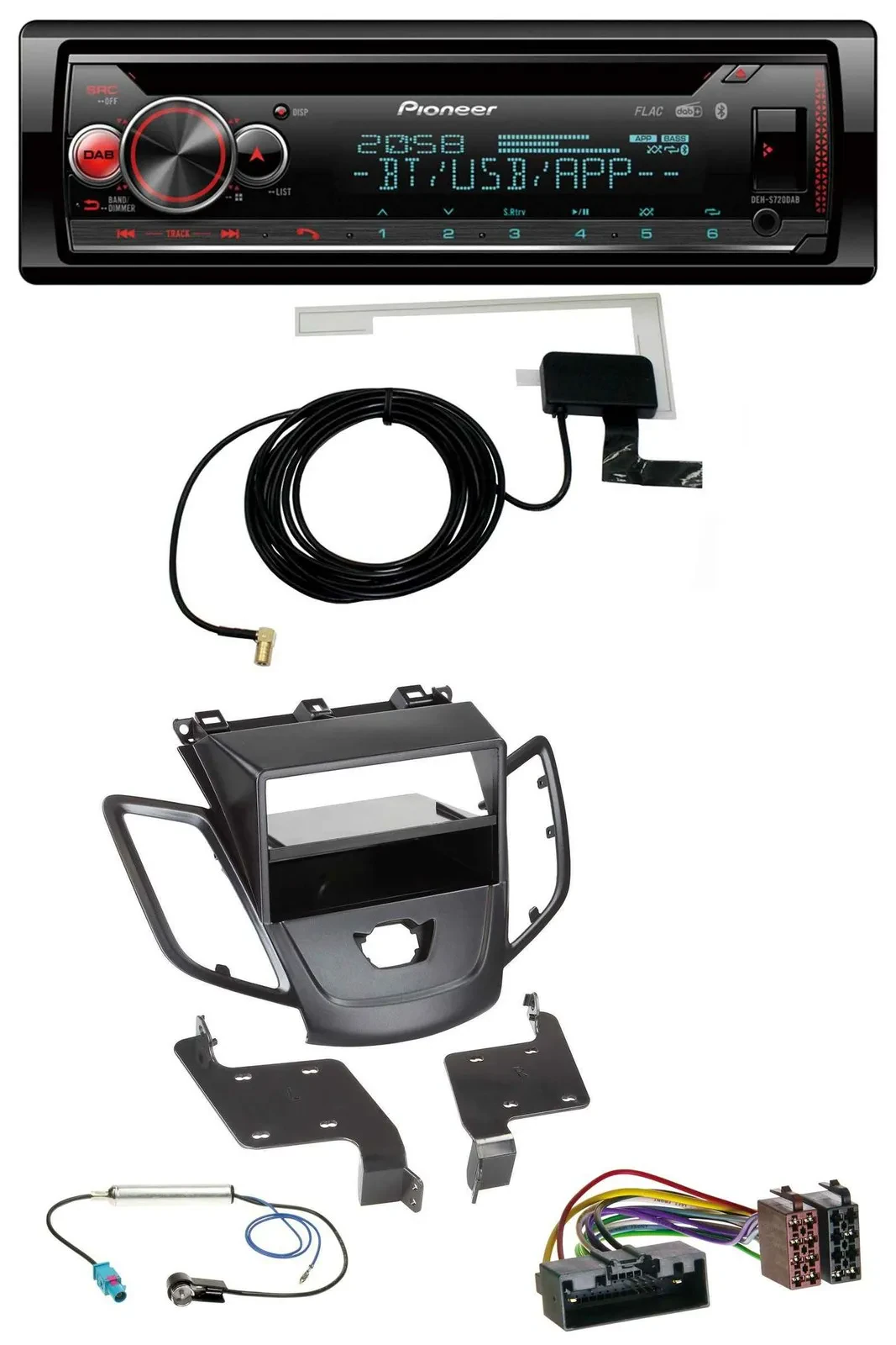 Автомагнитола Pioneer для Ford Fiesta 2010–2017 (JA8), DAB, CD, MP3, USB, Bluetooth, без дисплея