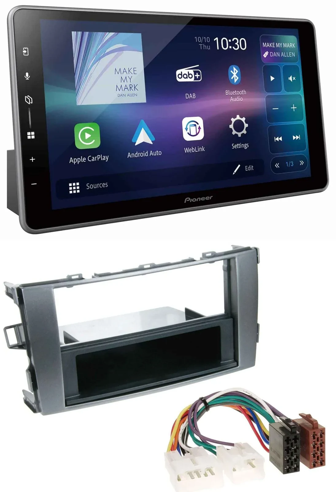 Автомагнитола для Toyota Auris (2007–2012) Pioneer Bluetooth USB DAB MP3 антрацит-серый