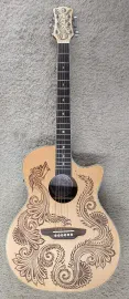Luna HEN DRA SPR Henna Dragon Spruce &Mahogany Acoustic Electric Cutaway Guitar