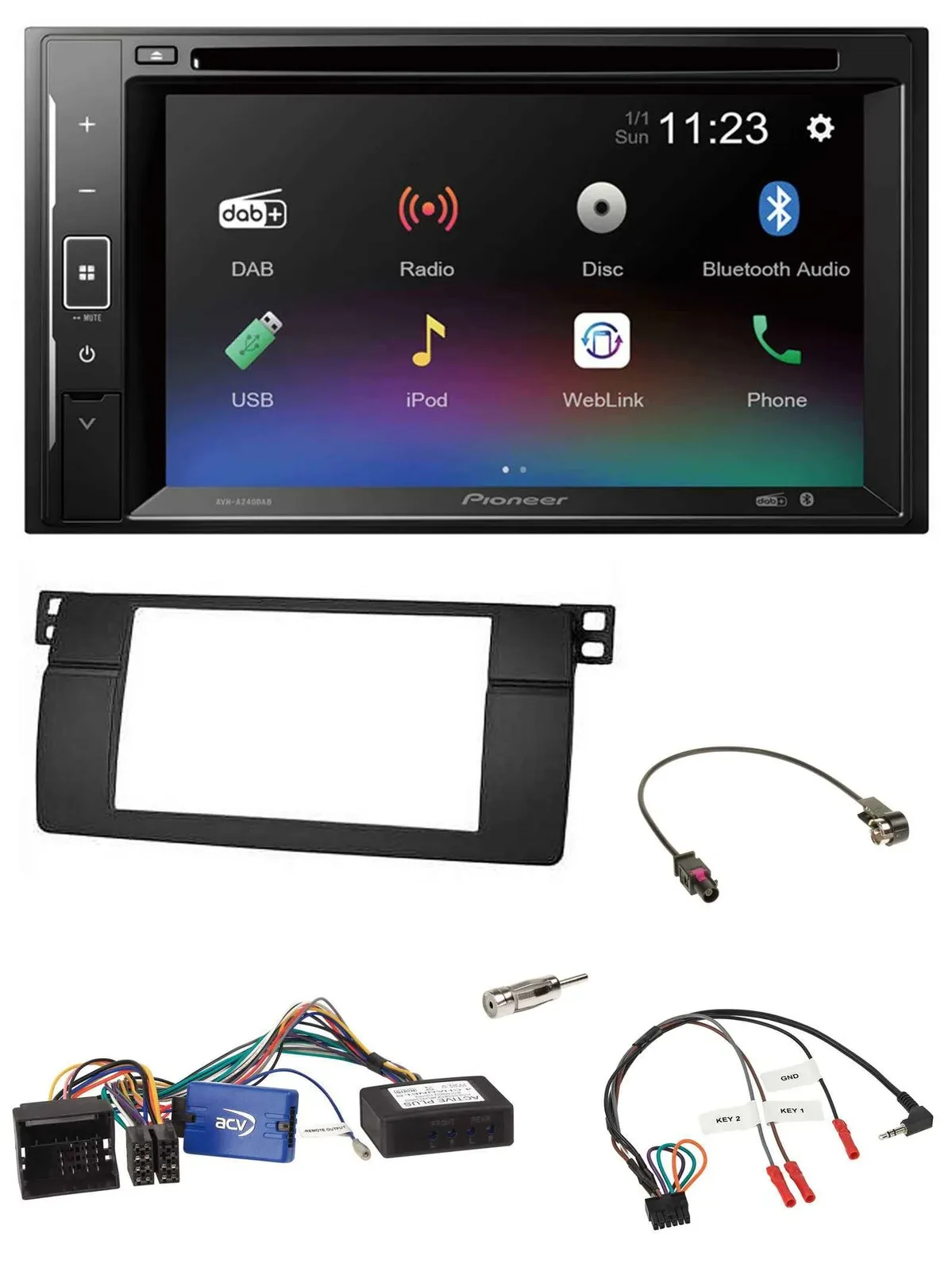 Pioneer Bluetooth Lenkrad USB 2DIN DAB DVD Autoradio für BMW 3er 2002-2006 E46 s