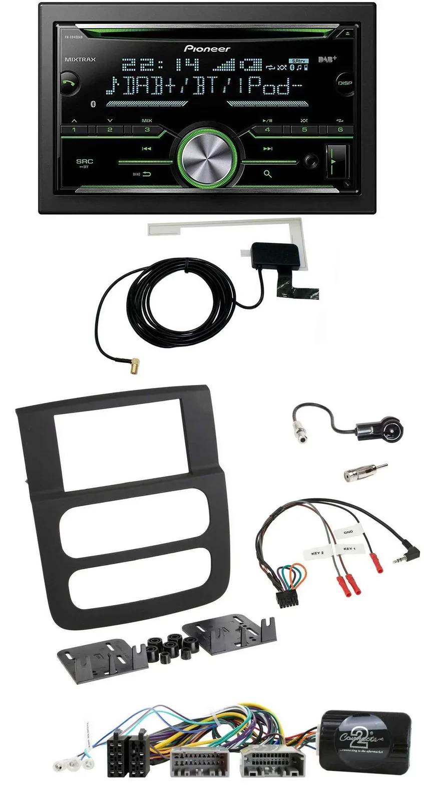 Автомагнитола для Dodge RAM Pioneer 2DIN, CD/USB, Bluetooth, DAB, поддержка кнопок на руле, 2002–2006