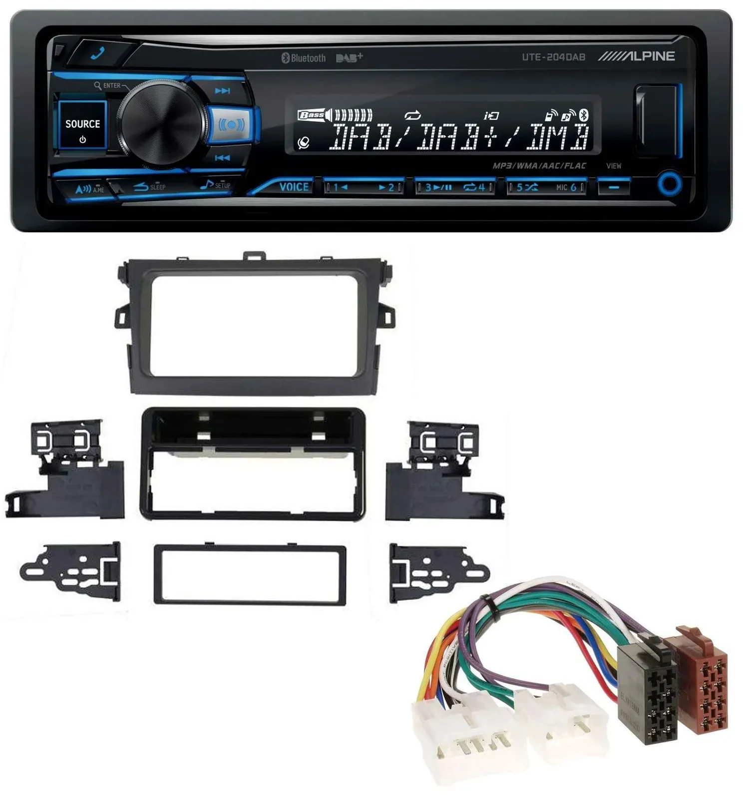 Автомагнитола для Toyota Corolla 2009–2012 Alpine USB Bluetooth DAB MP3, серебристая