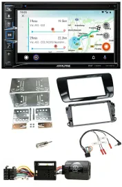 Alpine Bluetooth TMC USB DAB 2DIN Lenkrad Navigation für Seat Ibiza ab 08 Klavie