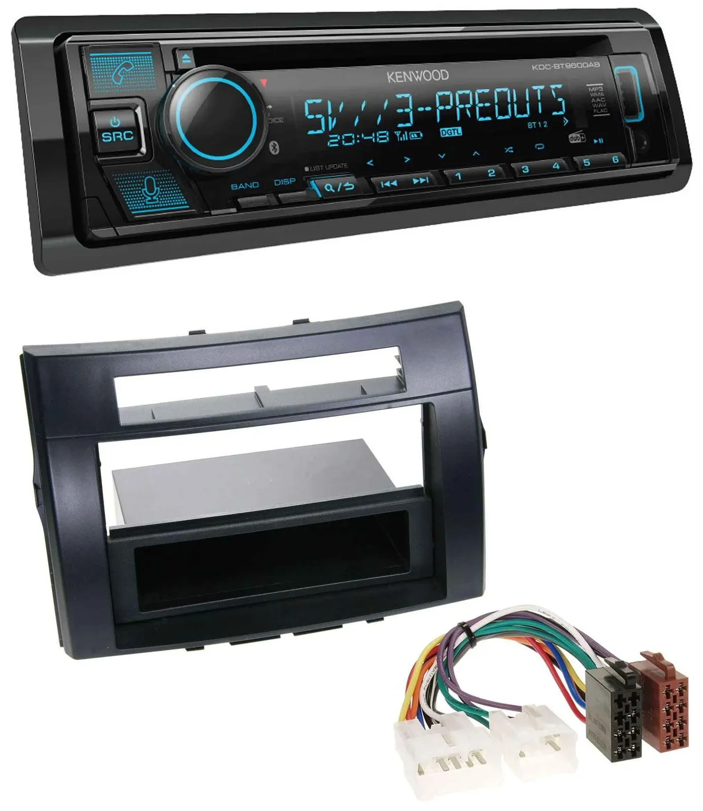 Автомагнитола Kenwood Bluetooth USB CD MP3 DAB для Toyota Corolla Verso 2004–2009 черный