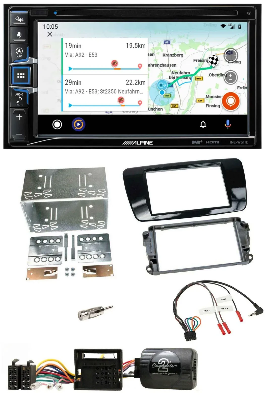Alpine Bluetooth TMC USB DAB 2DIN Lenkrad Navigation für Seat Ibiza ab 08 Klavie