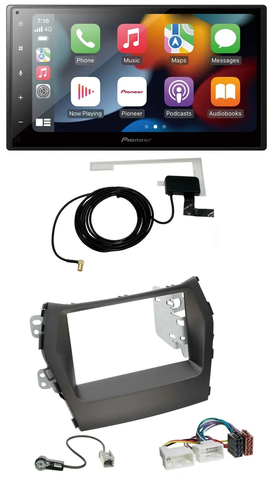 Pioneer MP3 USB Bluetooth DAB 2DIN Autoradio für Hyundai Santa Fe ab 12 ohne Nav