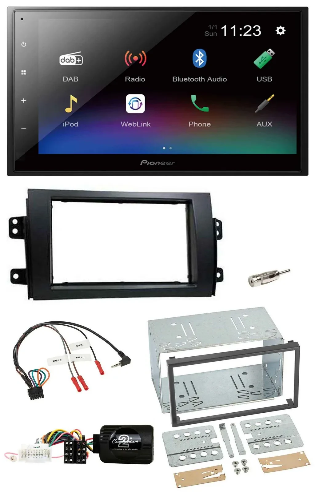 Pioneer USB Bluetooth DAB 2DIN Lenkrad Autoradio für Fiat Sedici Suzuki SX4