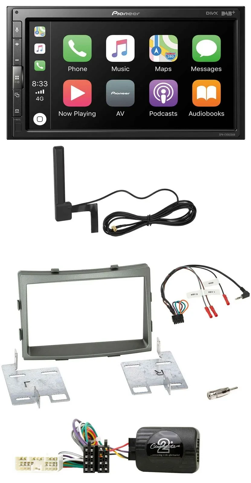 Pioneer USB 2DIN Bluetooth DAB Lenkrad Autoradio für SSangYong Rodius ab 2013