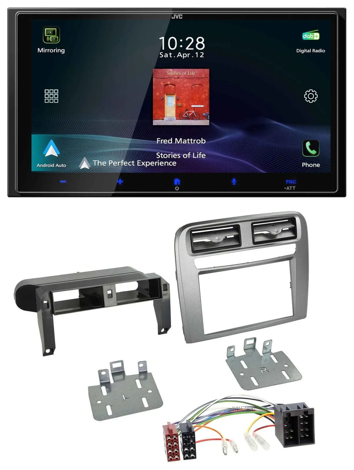 JVC USB Bluetooth 2DIN DAB MP3 Autoradio für Fiat Grande Punto 05-09 anthrazit m