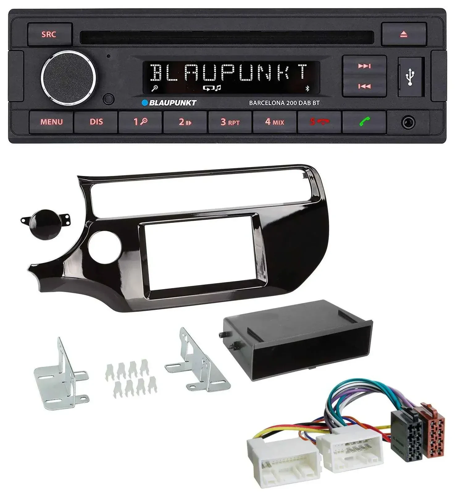Blaupunkt USB DAB CD Bluetooth MP3 Autoradio für Kia Rio UB ab 2015 piano-schwar