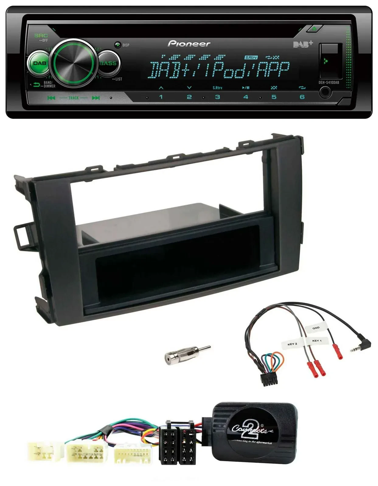 Pioneer USB MP3 DAB Lenkrad CD Autoradio für Toyota Auris 2007-2011 schwarz