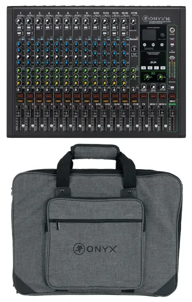 Mackie ONYX16 16-Channel Analog Mixer w/USB/3-Band EQ/Bluetooth+Carry Bag