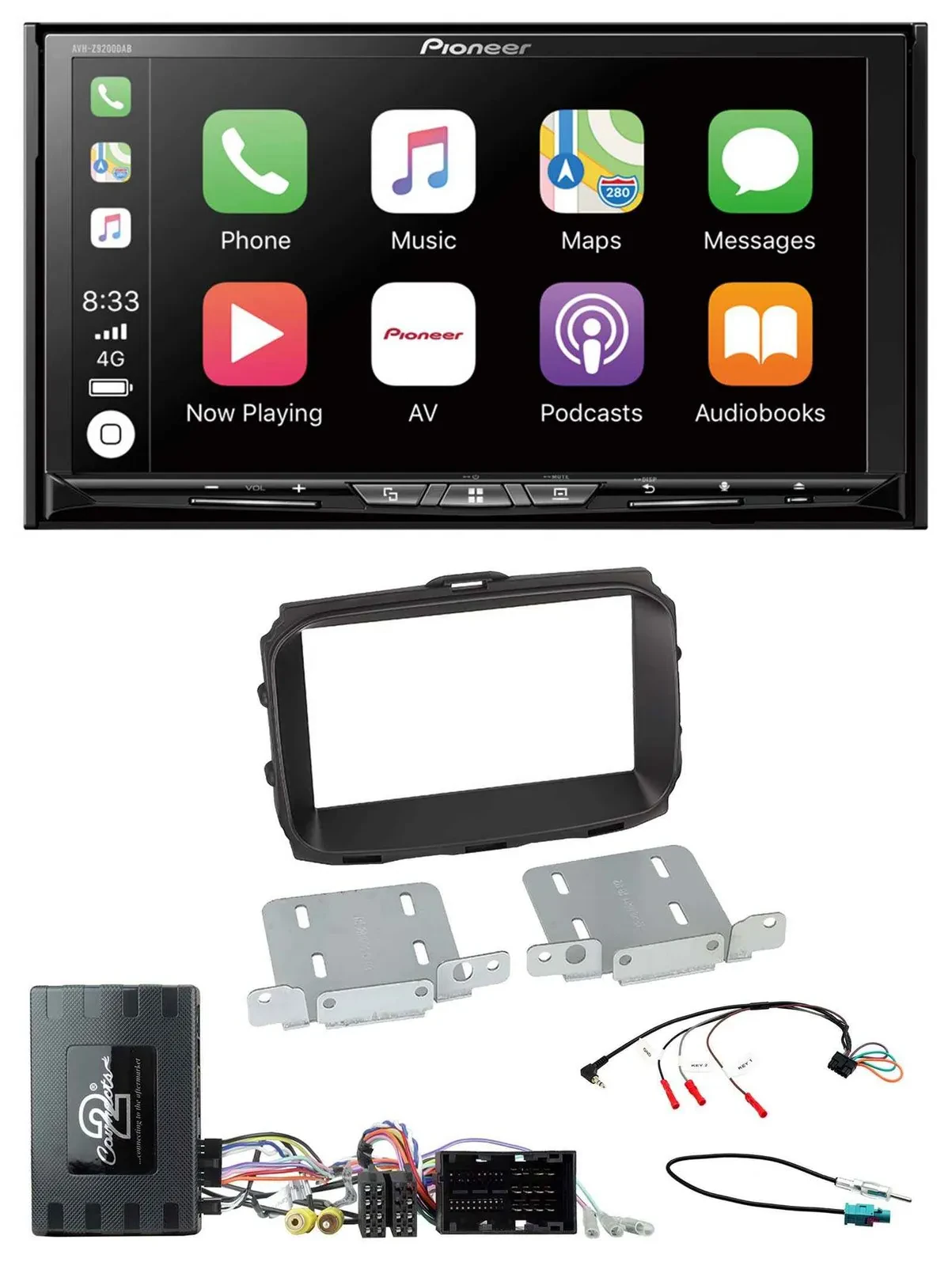 Автомагнитола Pioneer 2-DIN USB DAB DVD Bluetooth для Alfa Romeo Giulietta (с адаптером управления на руле)