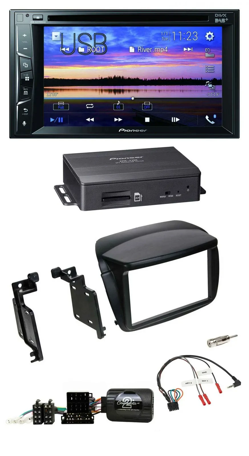 Pioneer 2DIN TMC DAB Lenkrad USB Bluetooth Navigation für Fiat Doblo ab 2010 Ope