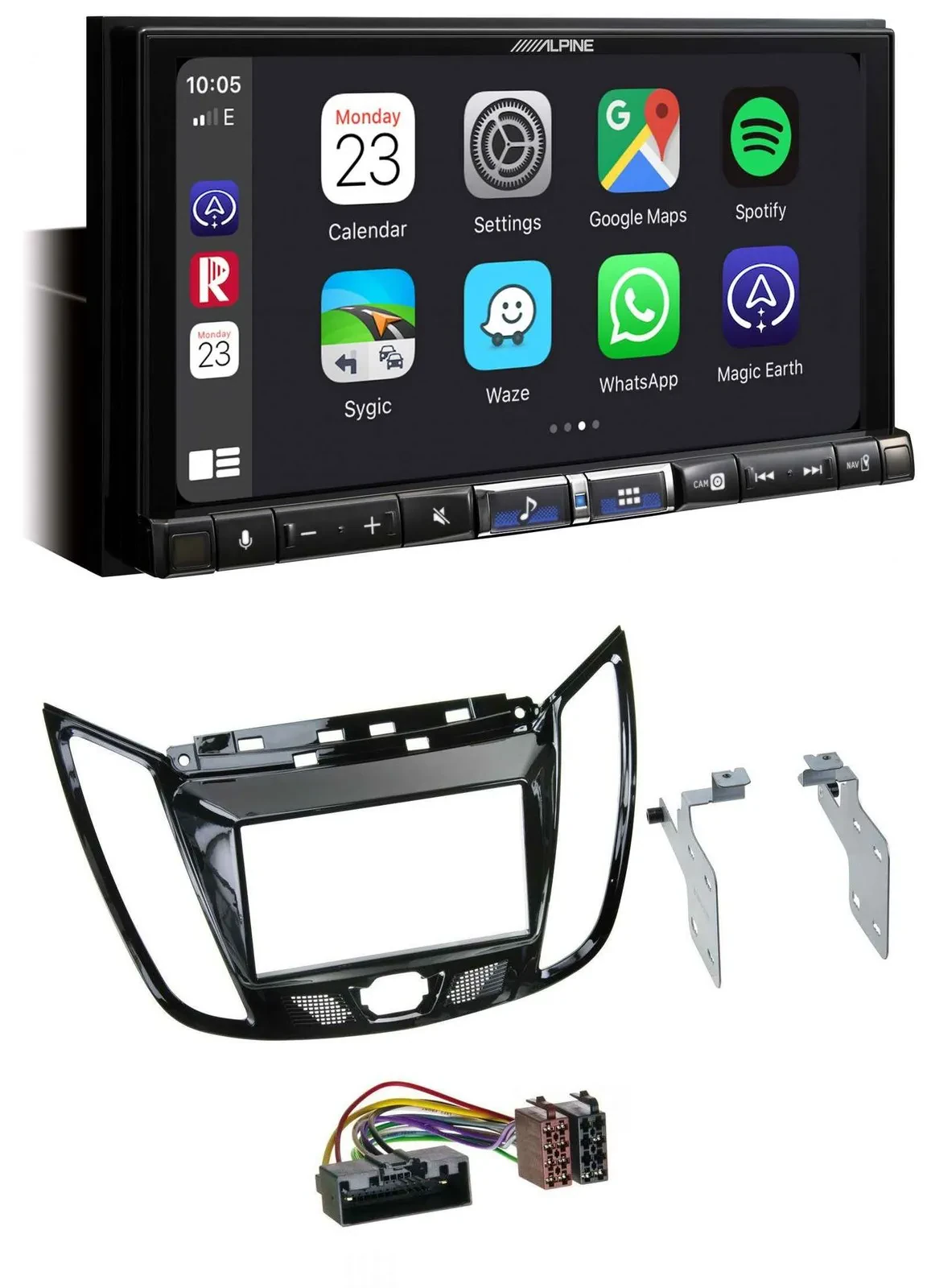 Alpine 2DIN DAB USB MP3 Bluetooth Autoradio für Ford C-Max Kuga Klavierlack schw