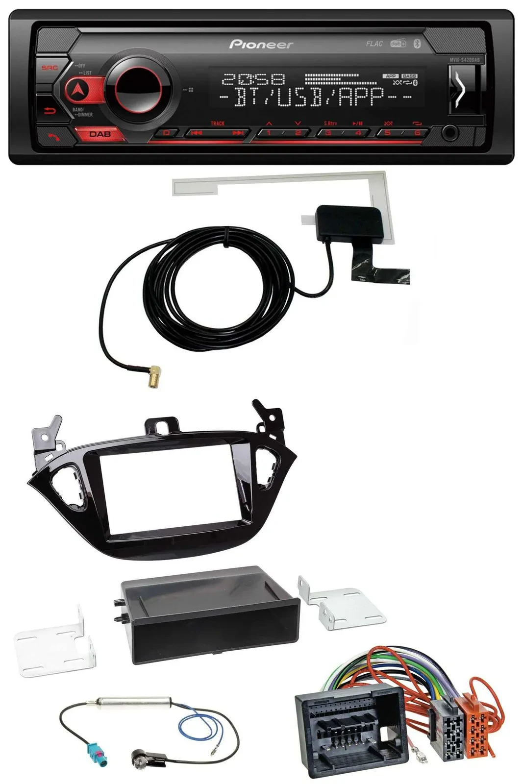 Pioneer DAB USB MP3 Bluetooth Autoradio für Opel Adam ab 13 Corsa E ab 15 Ablage