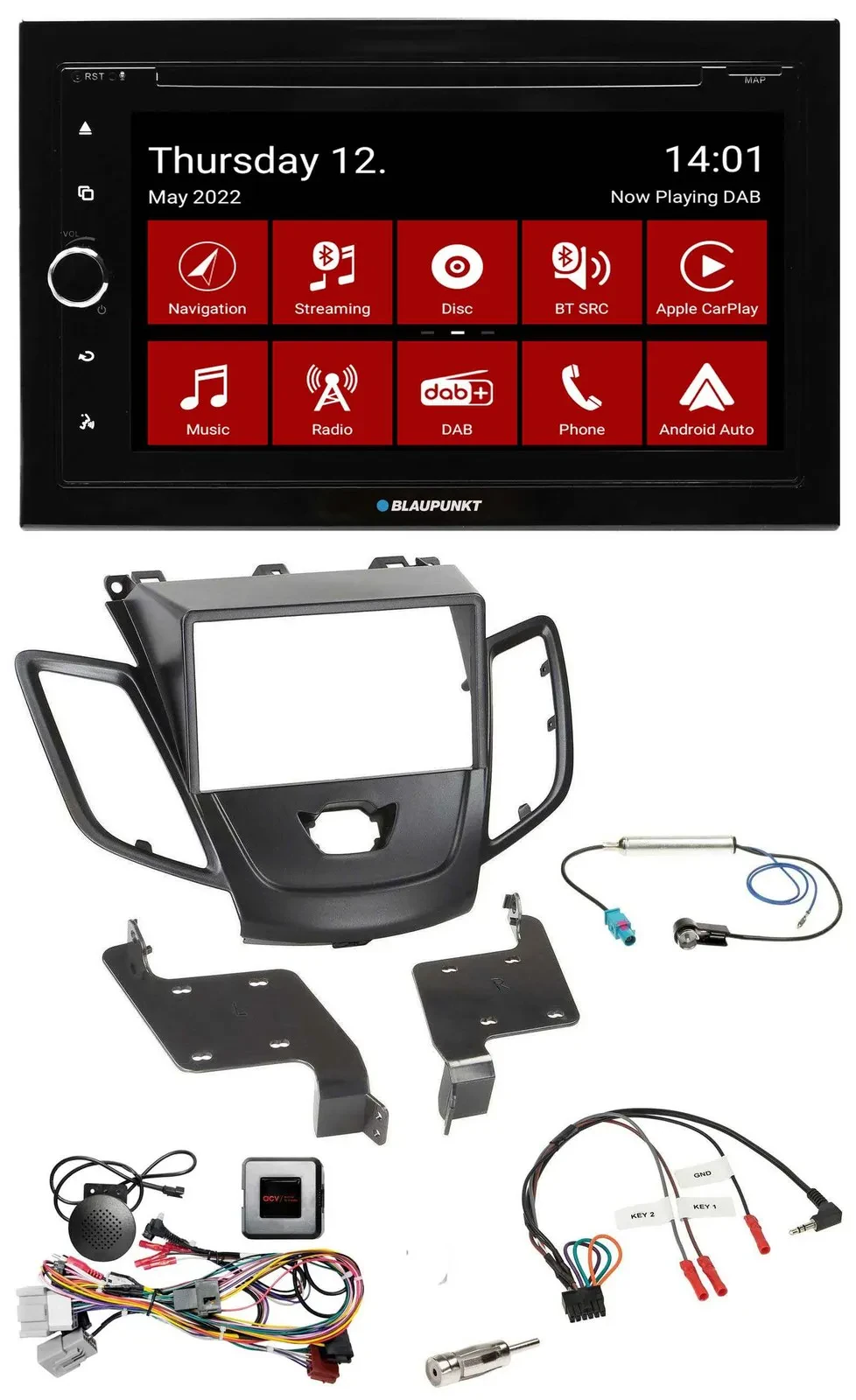 Автомагнитола Blaupunkt 2DIN Bluetooth USB DAB GPS навигация TMC для Ford Fiesta 2010–2013 с поддержкой кнопок на руле