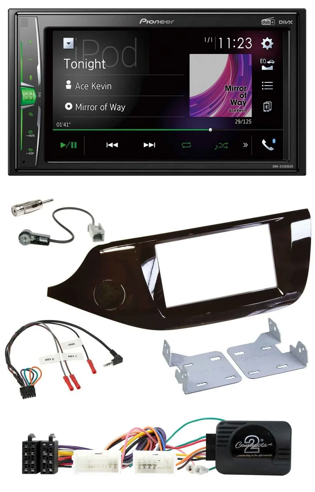 Автомагнитола Pioneer 2DIN DAB, USB, Bluetooth для Kia Ceed (с 2012), глянцевая