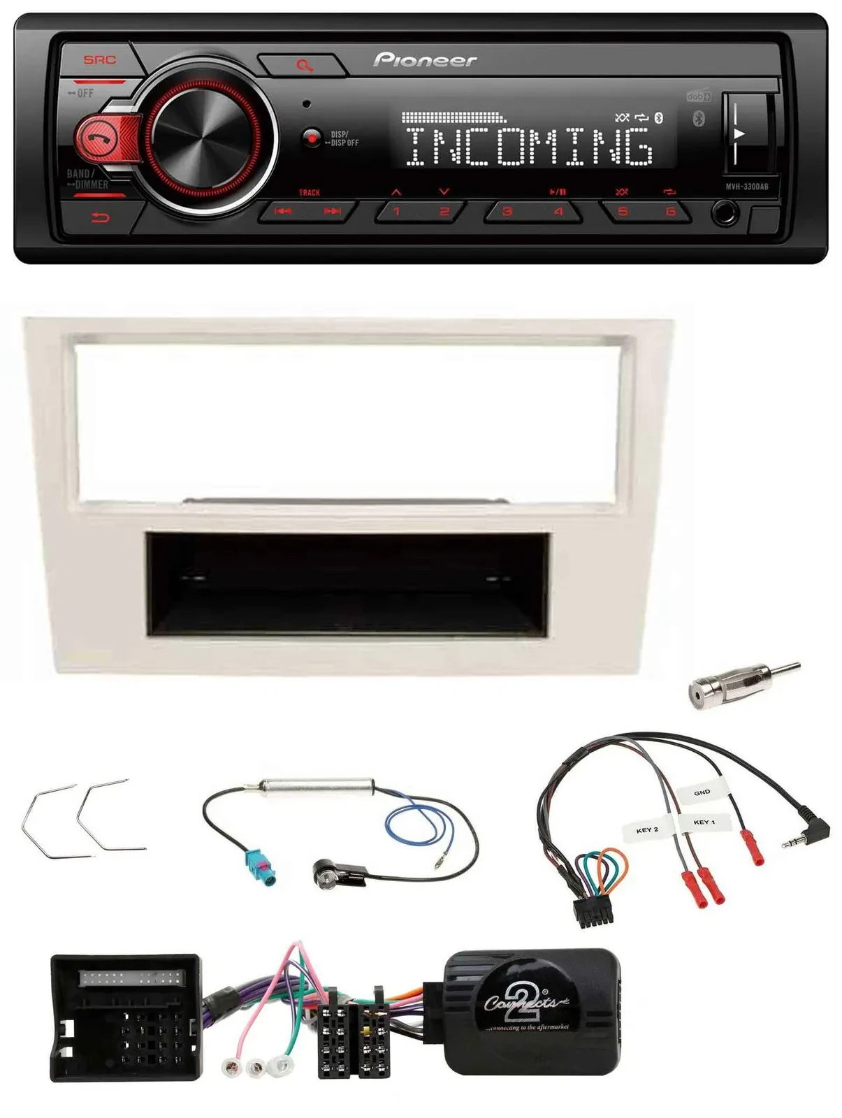 Pioneer Bluetooth USB DAB Lenkrad Autoradio für Opel Corsa D 2006-2008 perl-weis