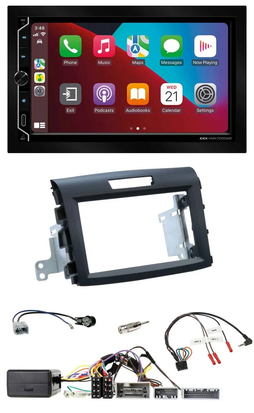 ESX 2DIN DAB USB Lenkrad Bluetooth Autoradio für Honda CR-V FR5/FR6 ab 2013 schw