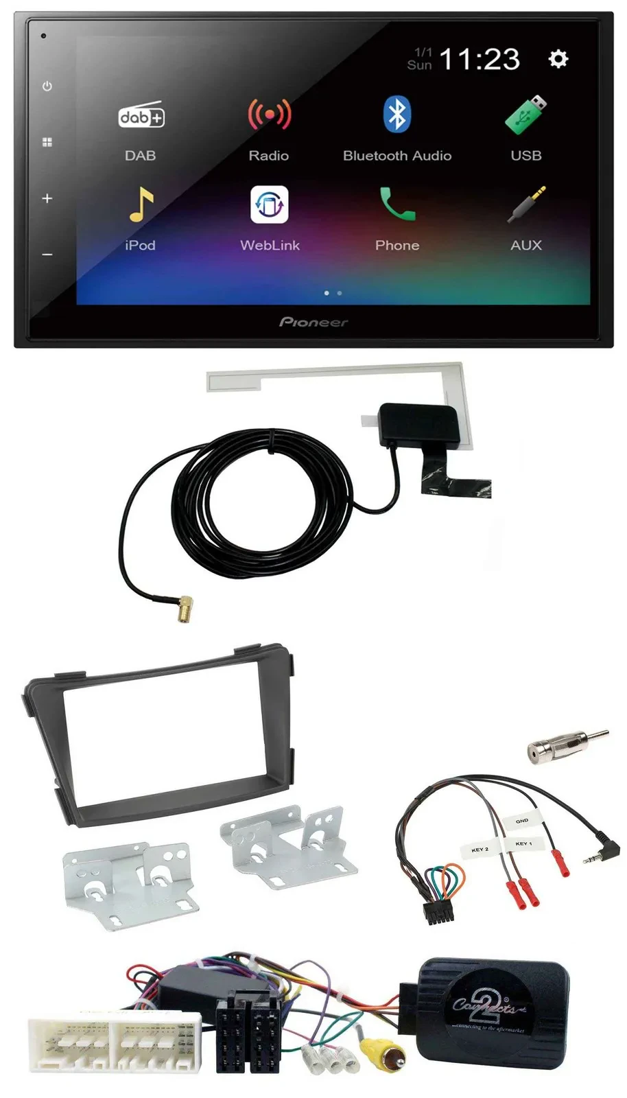 Автомагнитола Pioneer 2-DIN, DAB, Bluetooth, USB для Hyundai i40 VF (с 2016), черный