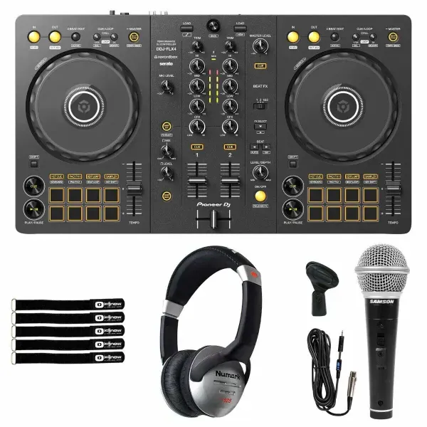 DJ-контроллер с джогом Pioneer DDJ-FLX4 Black с аксессуарами