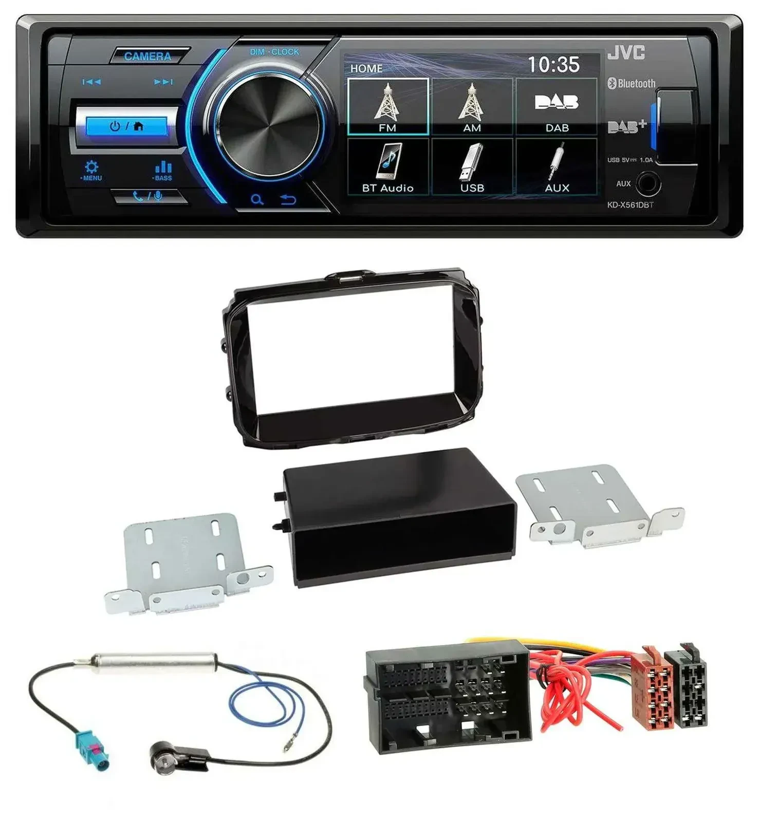 Автомагнитола JVC Bluetooth, MP3, USB, DAB для Alfa Romeo Giulietta (с 2013), 52-pin, черный (piano black)