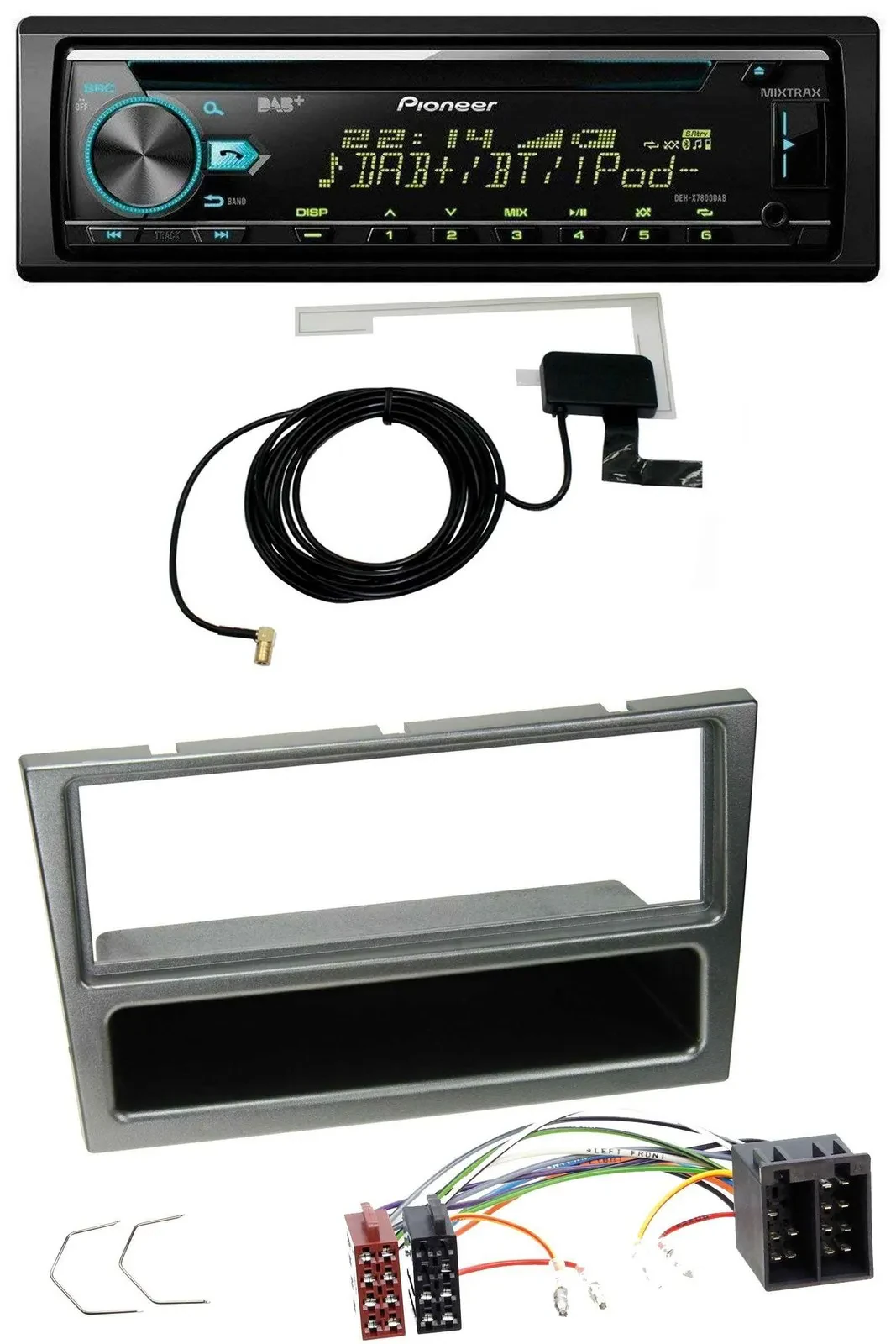 Автомагнитола для Opel Corsa C Pioneer CD/USB/DAB, MP3, AUX, алюминий, ISO (2000–2004)