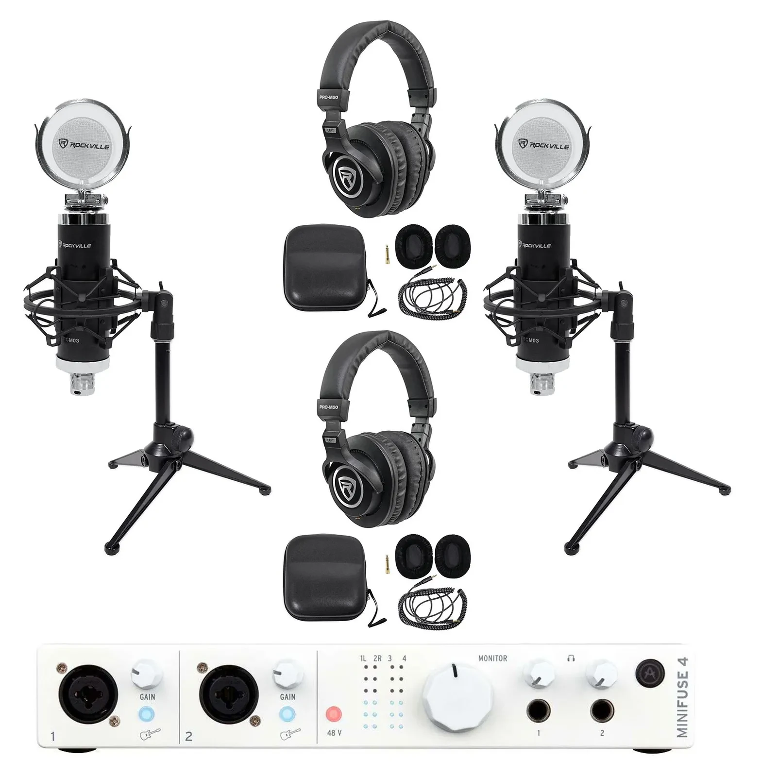 Arturia 2-Person Recording Podcast Podcasting Kit+(2) Mics+(2) Headphones+Stands