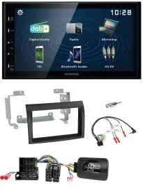 Kenwood 2DIN Bluetooth Lenkrad USB DAB Autoradio für Citroen Peugeot Fiat schwar