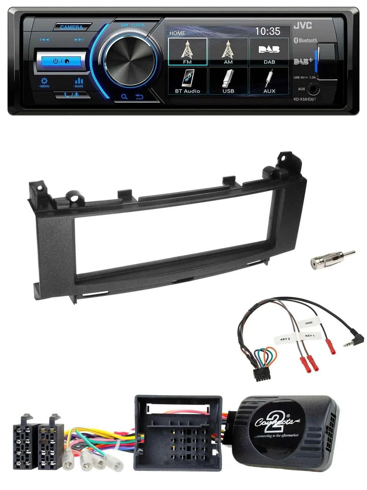 JVC Bluetooth Lenkrad USB DAB Autoradio für Mercedes A-Klasse 05-12 B-Klasse 05-