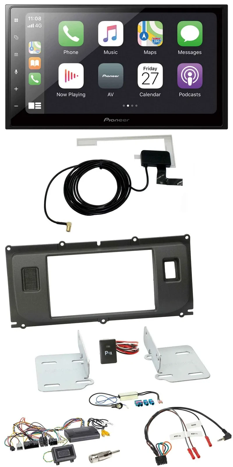 Автомагнитола Pioneer 2DIN, Bluetooth, DAB, USB, поддержка кнопок на руле для Land Rover Evoque (2011–2013)