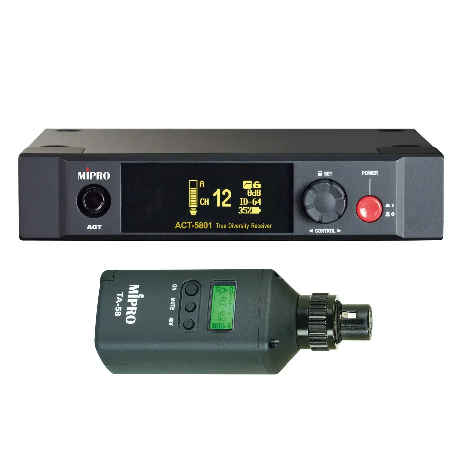 Микрофонная радиосистема Mipro ACT-5801 + TA-58 цифровая, 1-канальная, 5.8 ГГц, приемник + поясной передатчик