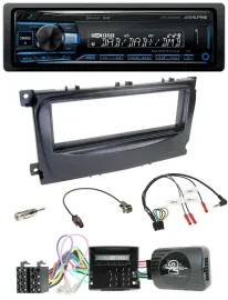 Alpine USB Bluetooth DAB Lenkrad Autoradio für Ford C-Max Can 07-10 Focus schwar
