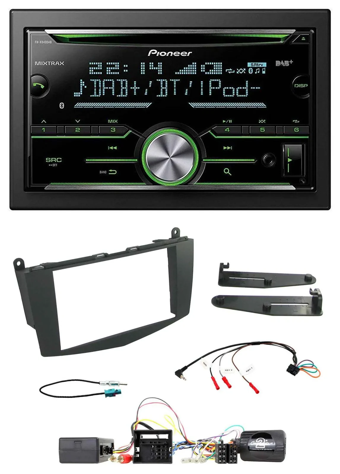 Автомагнитола Pioneer 2-DIN, Bluetooth, DAB, USB, CD, для Mercedes C W204