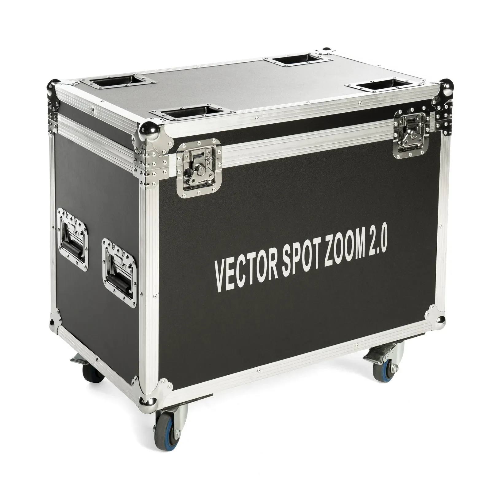 TOUR CASE 4x Spot Zoom 2.0 Moving Heads Case Schwarz Zubehörfach Holz Stapelbar