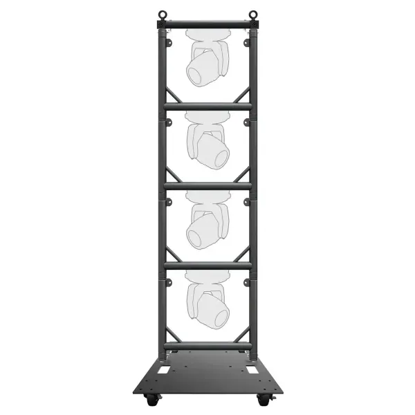 Global Truss Modular Lighting Quick Grids in black Quad + Baseplate w/ Wheels