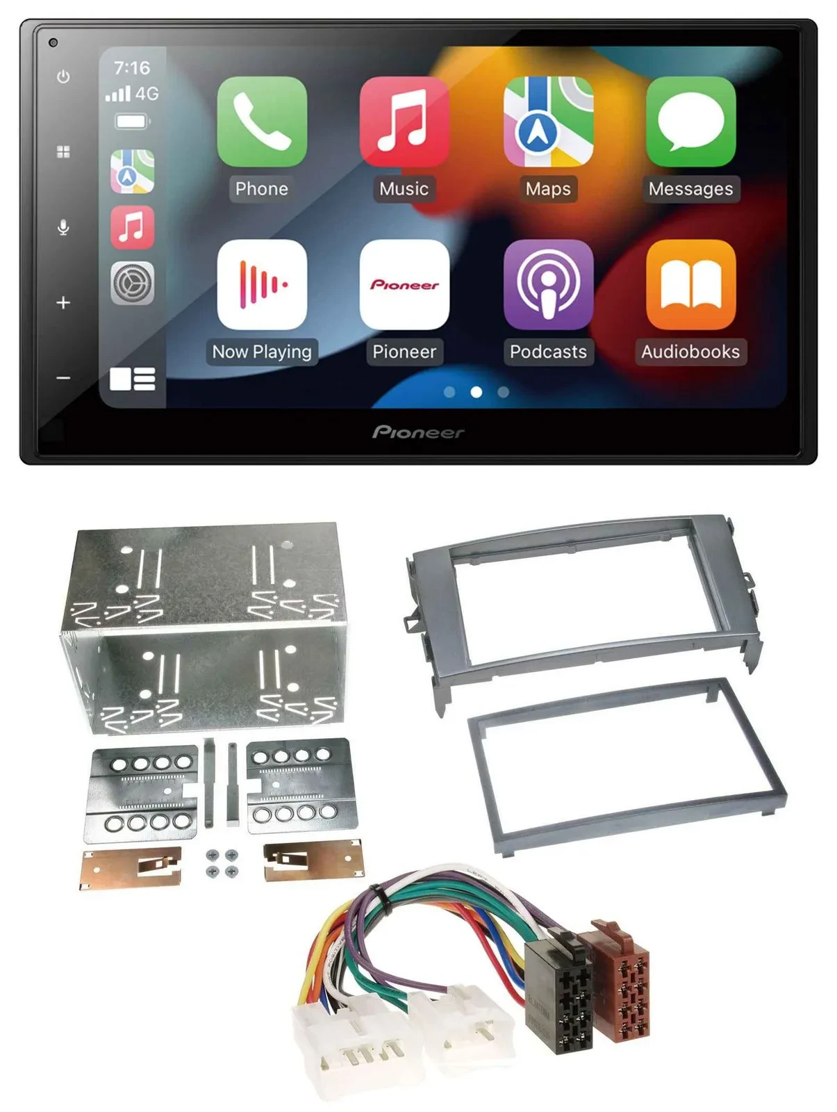 Pioneer DAB Bluetooth 2DIN USB MP3 Autoradio für Toyota Auris 07-12 anthrazit-gr