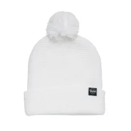 Taylor Pom Beanie - White Waffle Knit