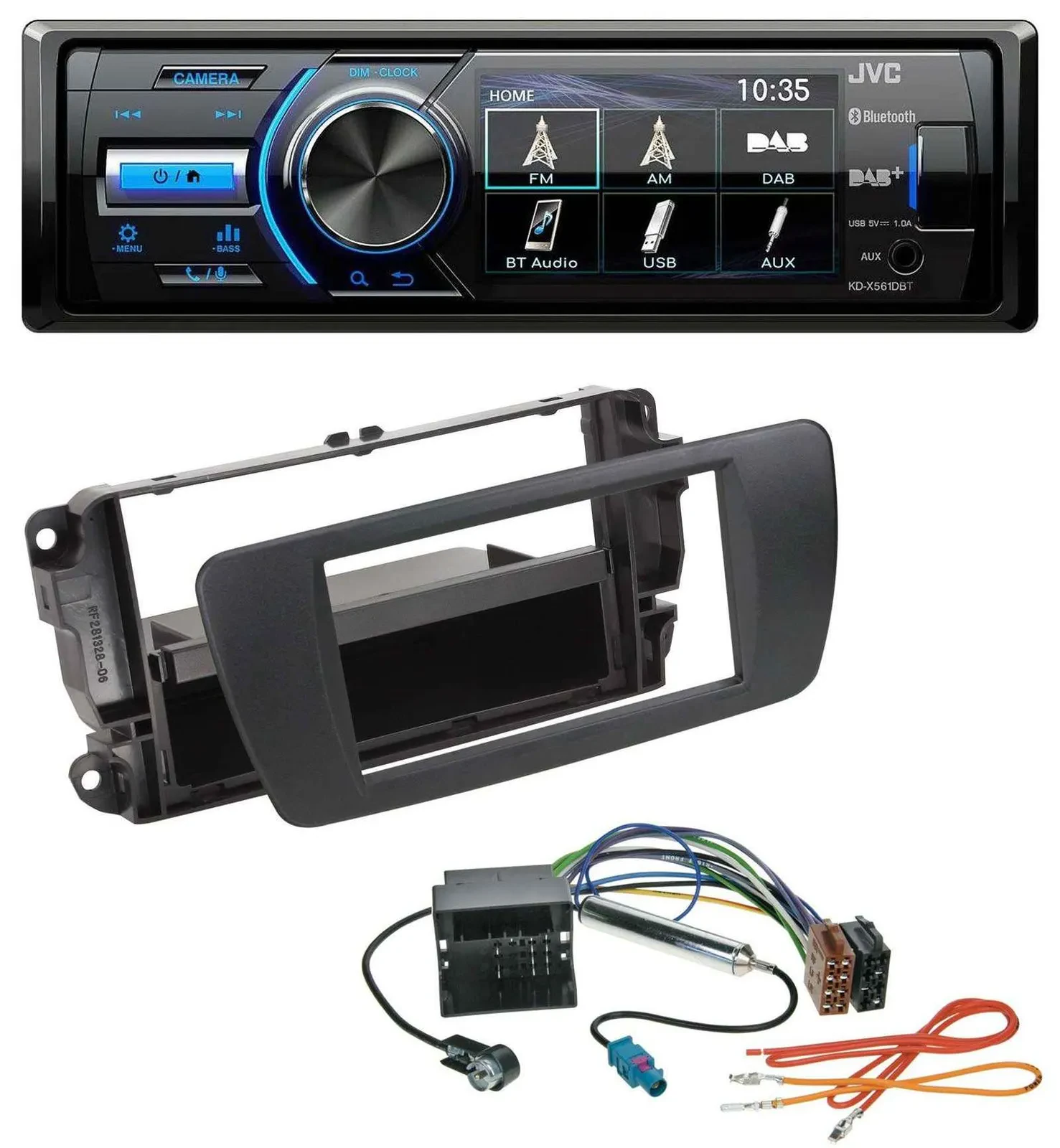 JVC Bluetooth MP3 USB DAB Autoradio für Seat Ibiza 6J ab 08 nitschwarz AN1