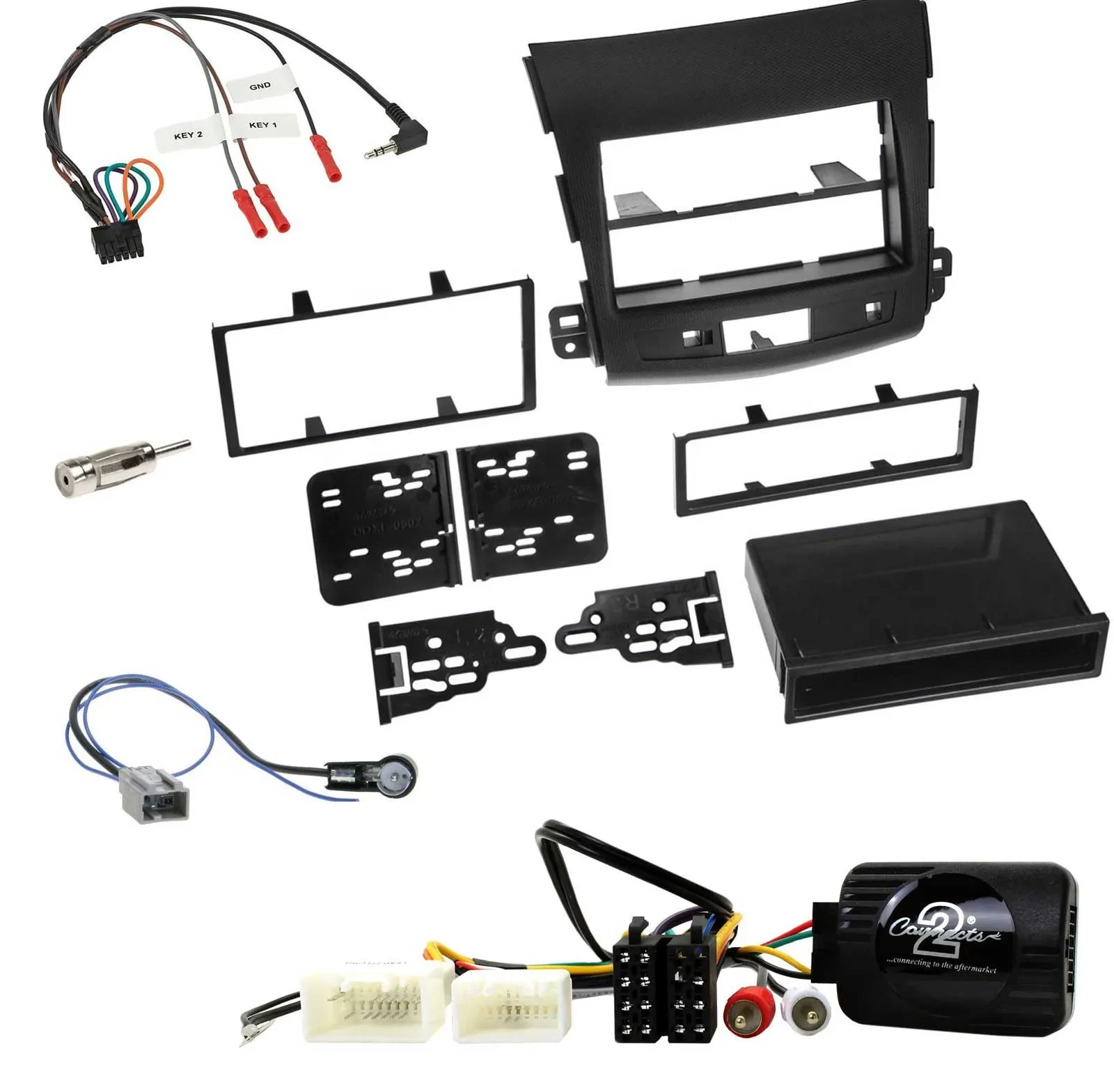 Radioset Lenkradadapter Doppel DIN Autoradio für Mitsubishi 10-12 Outlander