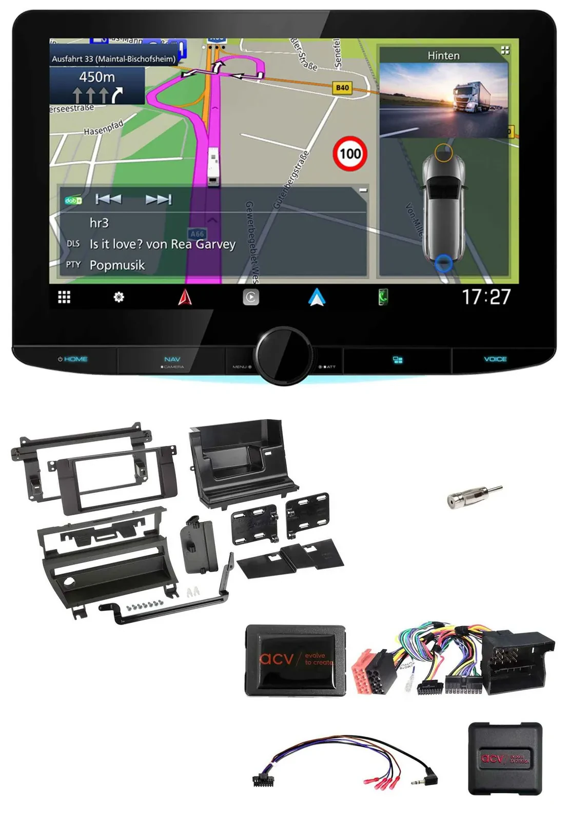 Автомагнитола Kenwood 2DIN Bluetooth DAB TMC USB навигация для BMW 3 Series E46 (2002–2006) с управлением с руля