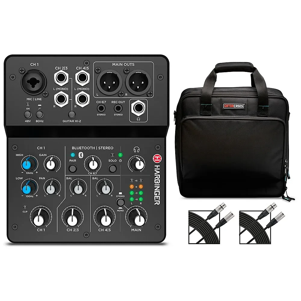 Harbinger LV7 7Channel Analog Mixer With Gator Mixer Bag and Cables