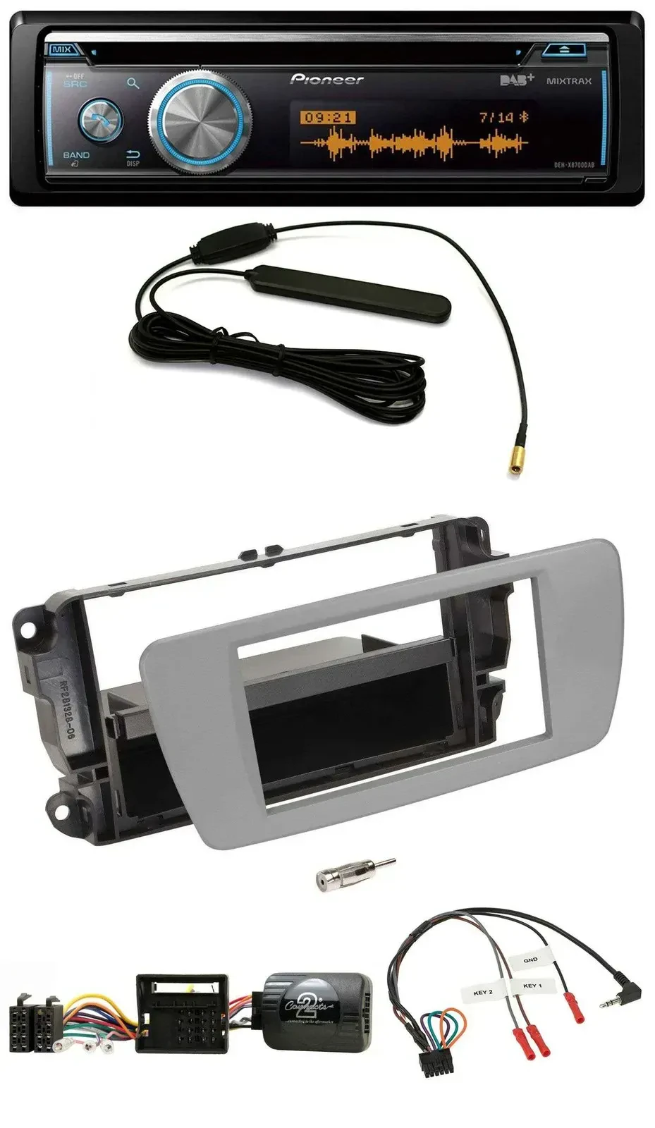 Автомагнитола Pioneer CD/USB/Bluetooth/DAB для Seat Ibiza, серый