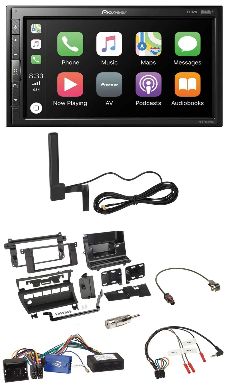 Pioneer USB 2DIN Bluetooth DAB Lenkrad Autoradio für BMW 3er 02-06 E46 5 Schalte