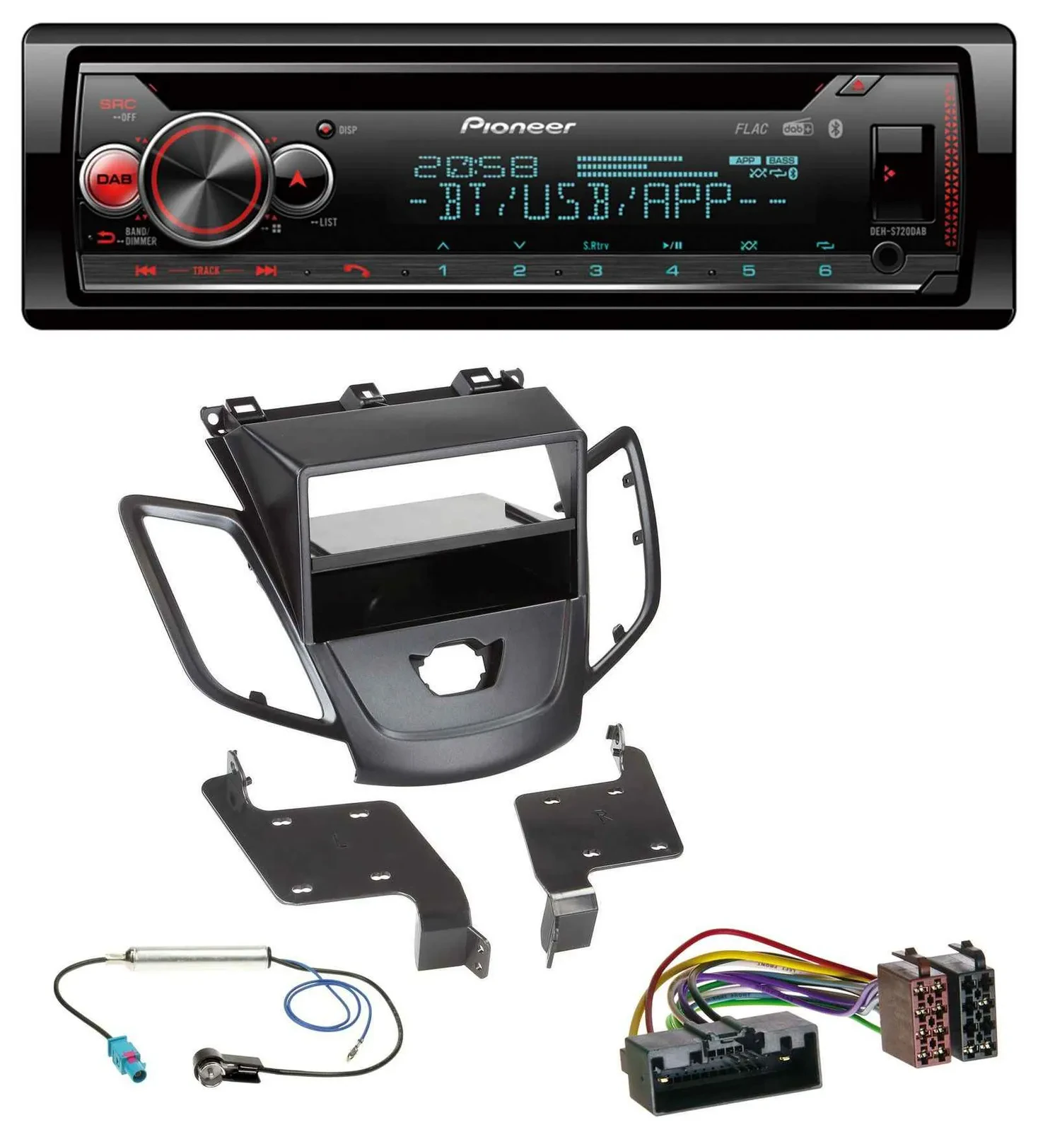 Автомагнитола Pioneer MP3 DAB CD Bluetooth USB для Ford Fiesta 2010–2017 (JA8)